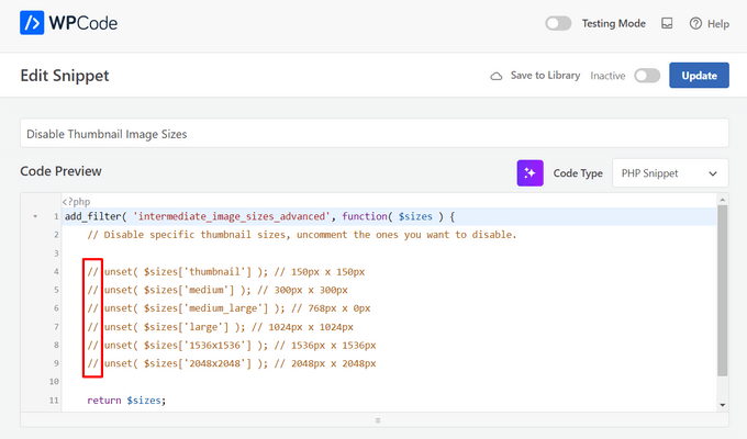 WPCode automatically adds the code WPCode automatically adds the code