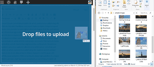 Glissez simplement des images dans l'éditeur pour les télécharger