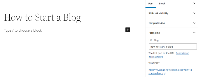 Titolo del post come slug