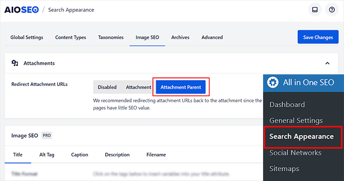 Select Attachment parent option Select Attachment parent option