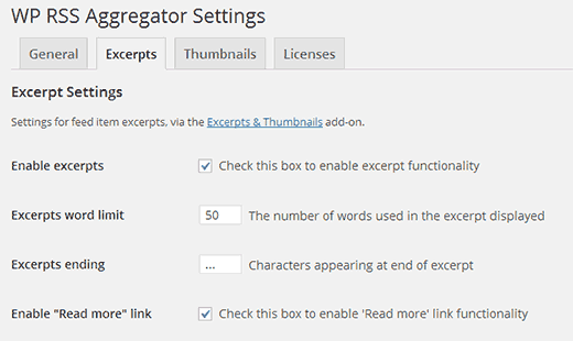 WP RSS Aggregator Settings WP RSS Aggregator Settings