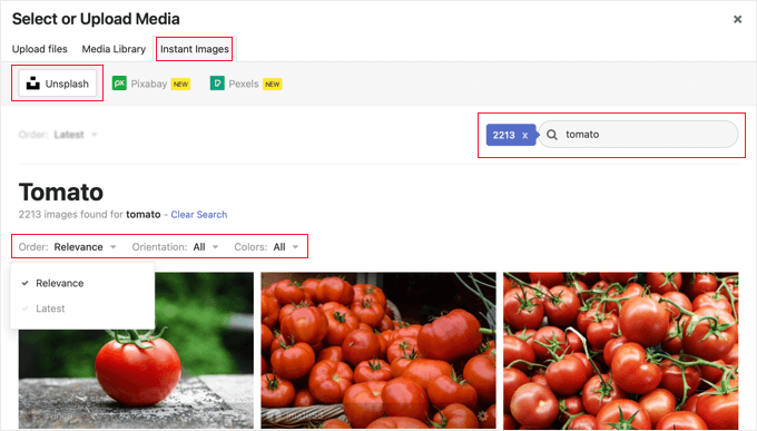 Söka efter Creative Commons-licensierade bilder med Instant Images