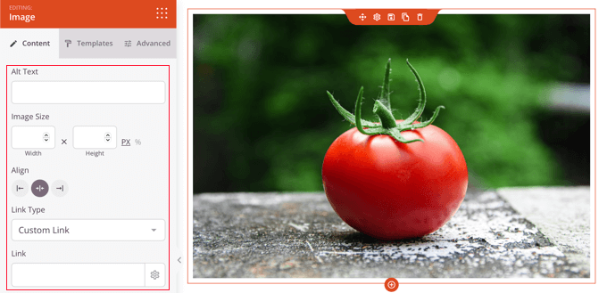 Justera bildens alt-tagg, storlek och justering