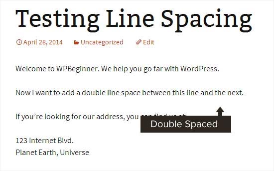 Double interligne ajouté pour créer un paragraphe dans WordPress