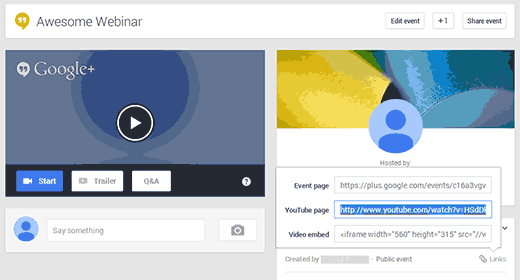 Obținerea URL-ului YouTube al Google+ Hangout-ului dvs. pentru încorporare în WordPress