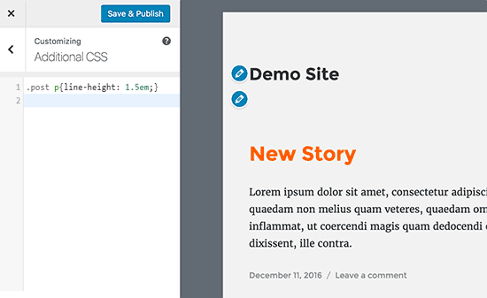Ajout de CSS personnalisé pour augmenter la hauteur de ligne