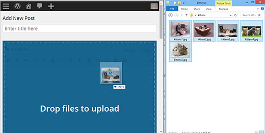 Faites glisser et déposez des images dans l'éditeur de publication pour des téléchargements plus rapides