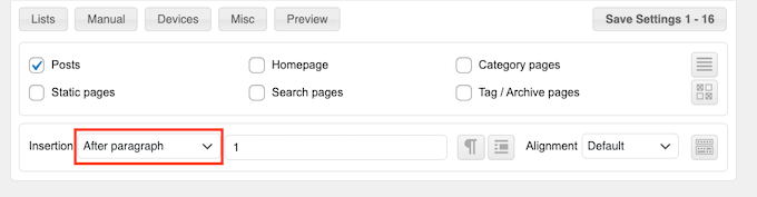 Colocación del anuncio dentro del contenido de tu publicación de WordPress