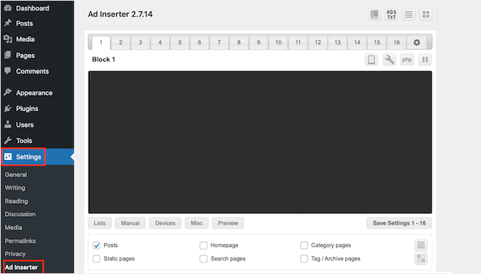 El plugin Ad Inserter para WordPress