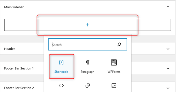 Shortcode zur Hauptseitenleiste hinzufügen