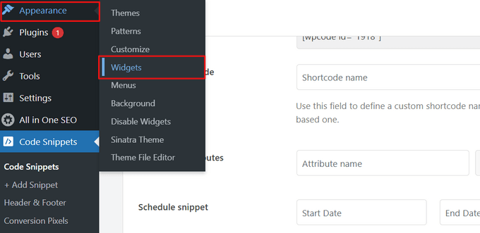 Gehen Sie zu Darstellung Widgets