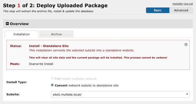 Duplicator Deploy Uploaded Package Duplicator Deploy Uploaded Package