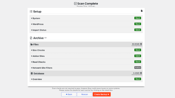 Click the Create Backup Button in Duplicator Click the Create Backup Button in Duplicator