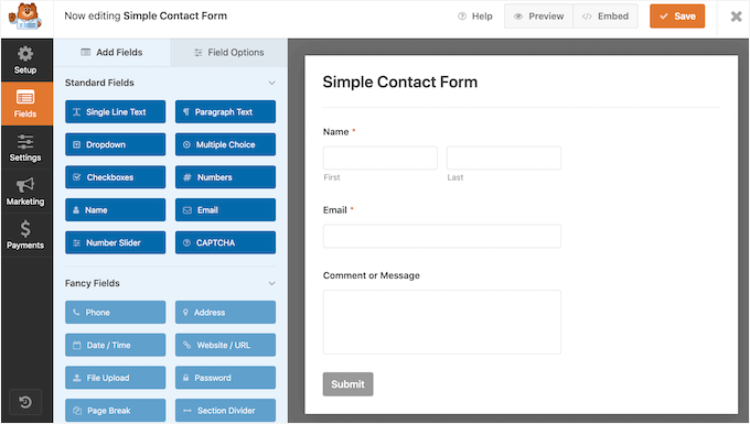 A contact form template A contact form template