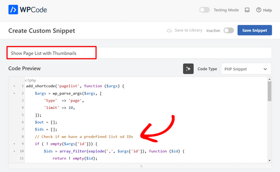 Paste snippet into the WPCode plugin Paste snippet into the WPCode plugin