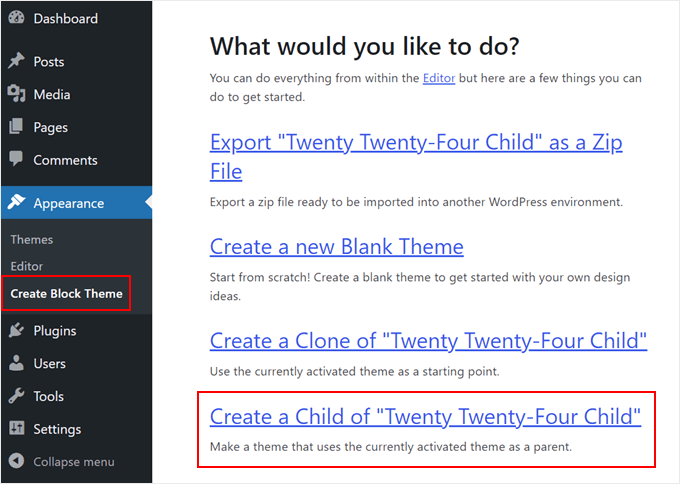 Creating a child theme with Create Block Theme plugin Creating a child theme with Create Block Theme plugin