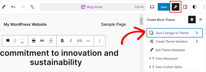 Saving changes made to a child theme with the Create Block Theme plugin Saving changes made to a child theme with the Create Block Theme plugin