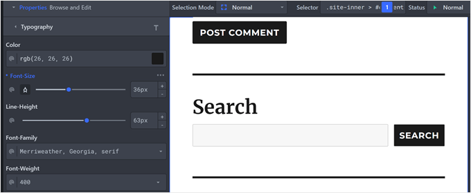 Changing a search widget's typography in CSS Hero Changing a search widget's typography in CSS Hero