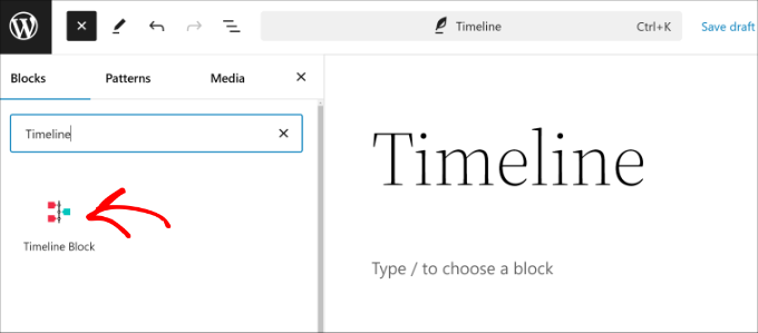 Agregar bloque de línea de tiempo Agregar bloque de línea de tiempo