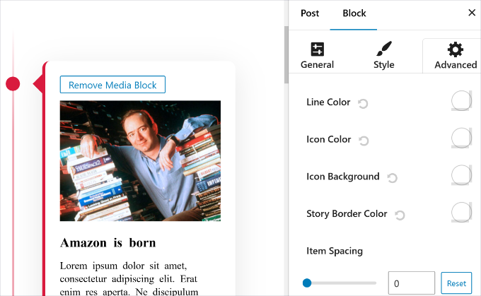Cambiar configuración avanzada para la línea de tiempo Cambiar configuración avanzada para la línea de tiempo