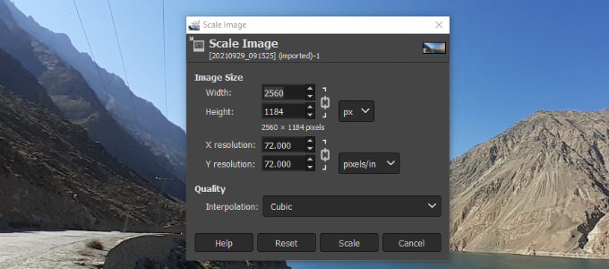 Resizing an image in Gimp Change scale image settings