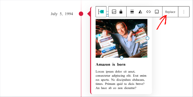 Cambia la imagen y el texto en la línea de tiempo Cambia la imagen y el texto en la línea de tiempo