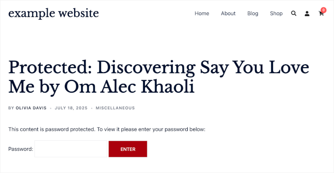 Post protetto da password su un sito live