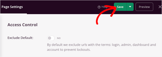 Il pulsante Salva in SeedProd