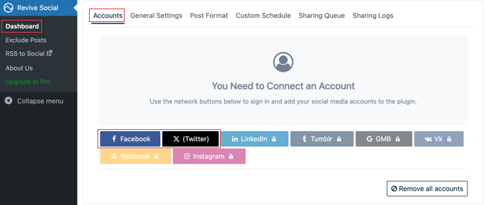 The Revive Social Accounts Dashboard