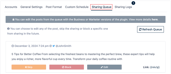 Tweet sharing preview