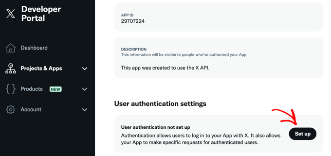 Setting up user authentication for X app