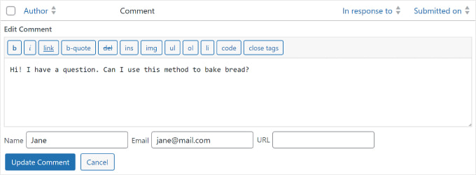Sélectionner l'option Édition rapide sur un commentaire WordPress Sélectionner l'option Édition rapide sur un commentaire WordPress