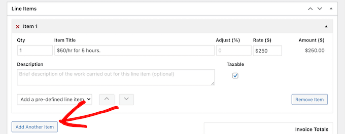 Add invoice line items Add invoice line items