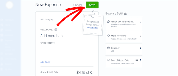 Add new business expense Add new business expense