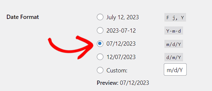Choose a date format Choose a date format