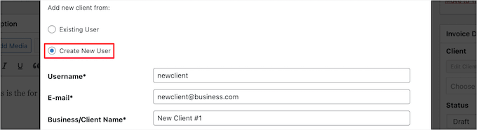 Enter new client information Enter new client information