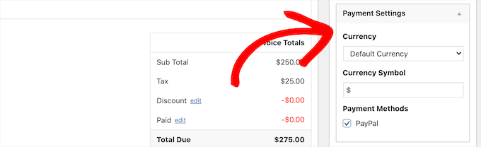 Check invoice payment settings Check invoice payment settings