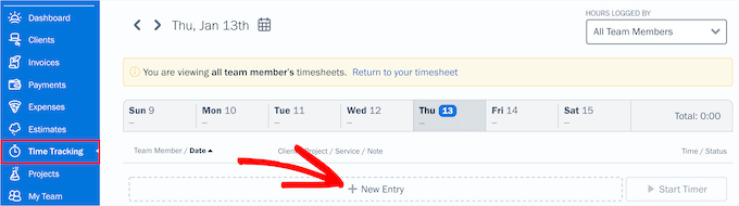 Time tracking dashboard Time tracking dashboard