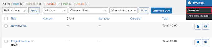 View invoice dashboard View invoice dashboard