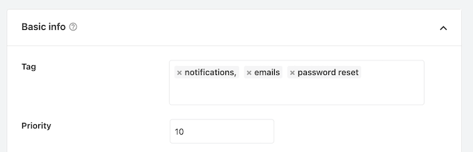 Agregar etiquetas a un fragmento de código personalizado