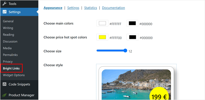 Bright Links Preview plugin settings page Bright Links Preview plugin settings page