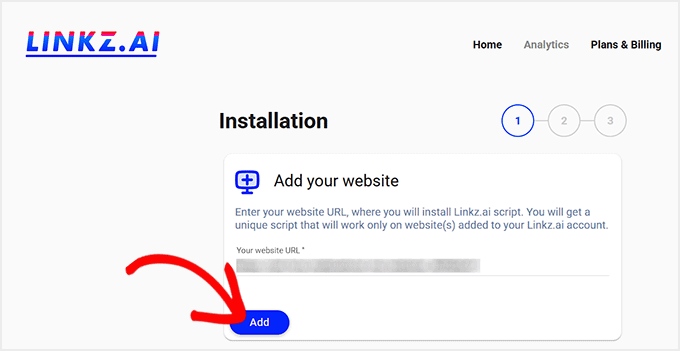 Cliquez sur Ajouter pour connecter votre site web à Linkz.ai Cliquez sur Ajouter pour connecter votre site web à Linkz.ai