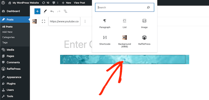 Adding blocks to a YouTube background video Adding blocks to a YouTube background video
