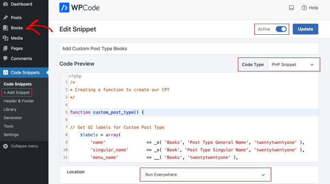 Using WPCode to Add a Custom Post Type with Icon Using WPCode to Add a Custom Post Type with Icon