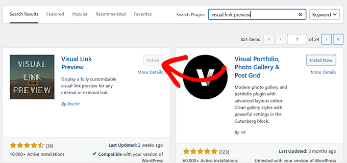 Installer et activer l'aperçu de lien visuel Installer et activer l'aperçu de lien visuel