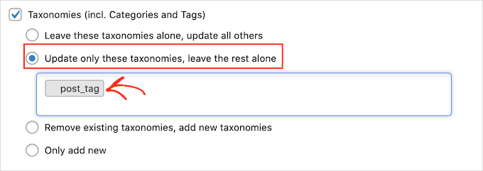 Leave taxonomies wpimport