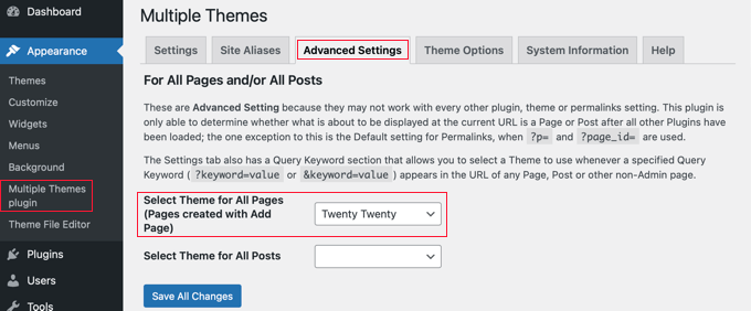 Click on the Advanced Settings Page Click on the Advanced Settings Page