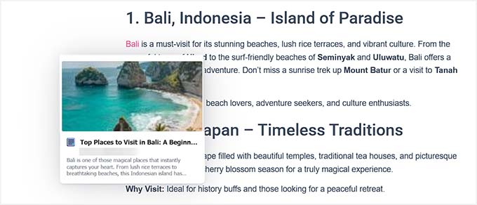 Aperçu d'un lien interne avec Linkz.ai Aperçu d'un lien interne avec Linkz.ai