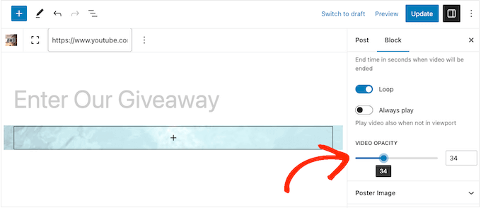 Changing the opacity settings for a YouTube video Changing the opacity settings for a YouTube video
