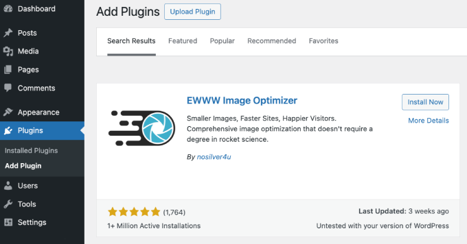ewww-image-optimizer-plugin-search-result-page EWWW Image Optimizer plugin search result page